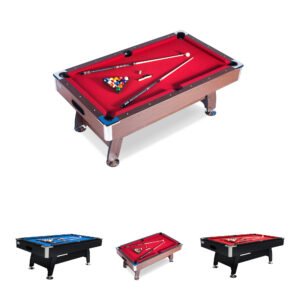 RACK Draco 7-Foot Billiard/Pool Table (Red Felt with Brown Body)
