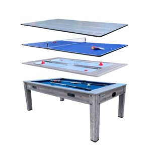 RACK Luxor 7.5-Foot 4-in-1 Multi-Game Swivel Billiard/Pool Table (Blue Felt with Gray Body)