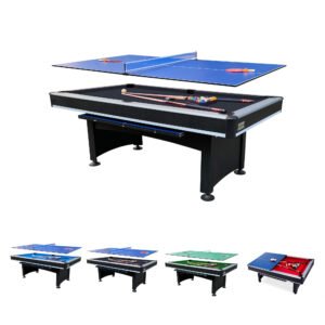 RACK Scorpius 7-Foot Multi Game Billiard/Pool with Table Tennis (Black Felt with Black Body)