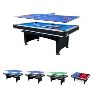 RACK Scorpius 7-Foot Multi Game Billiard/Pool with Table Tennis (Blue Felt with Black Body)